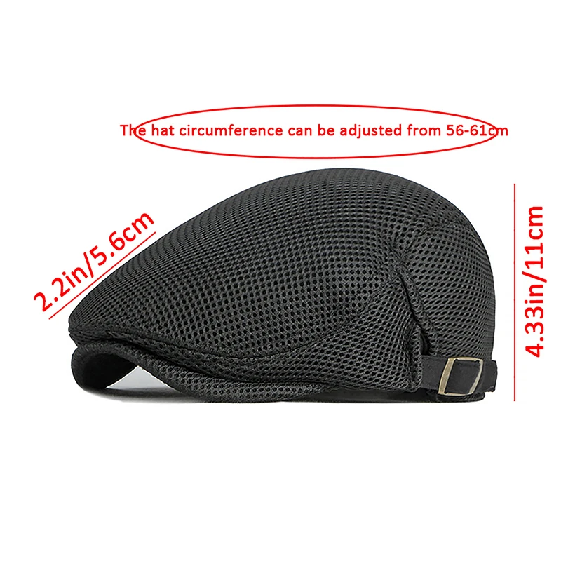 1Pc Men\'s Casual Hat Berets Caps For Spring Summer Autumn Flat Cap Breathable Mesh Cap Flat Peaked Beret Hats Golf Hat