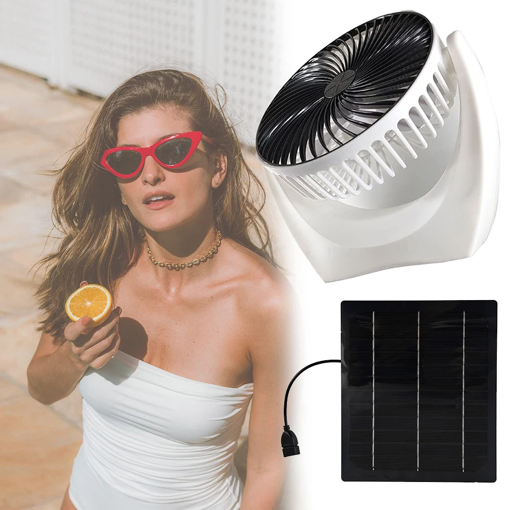 Solar Panel Fan Solar Powered Camping Fan with USB Outdoor Fan Solar Charger Desk Fan for Outdoor Camping Hiking Fishing Travel