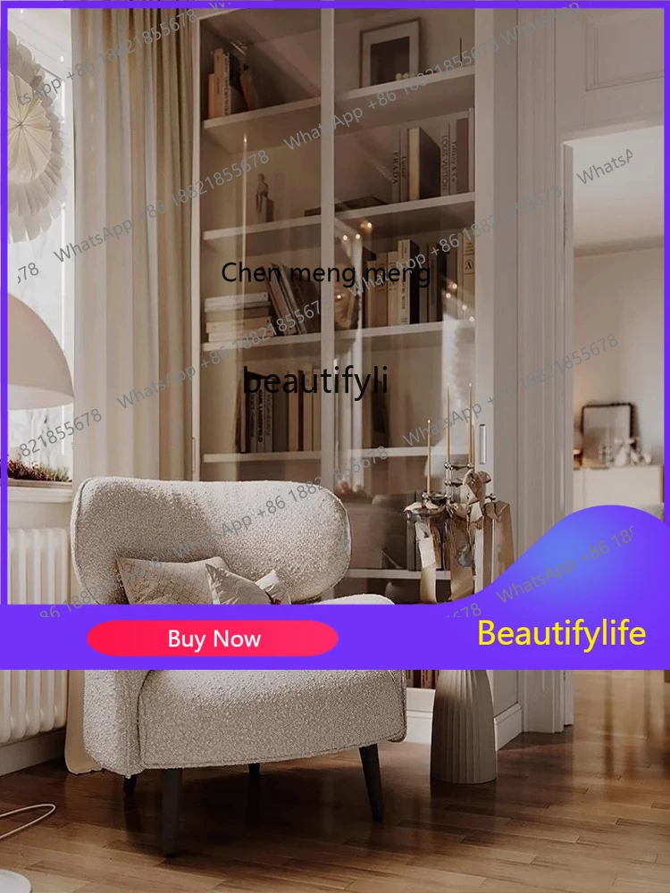 

X k178 4050 ss New Fabric Single Sofa Chair Lamb Wool Soft Cover Vintage Living Room Sofa Leisure Chair