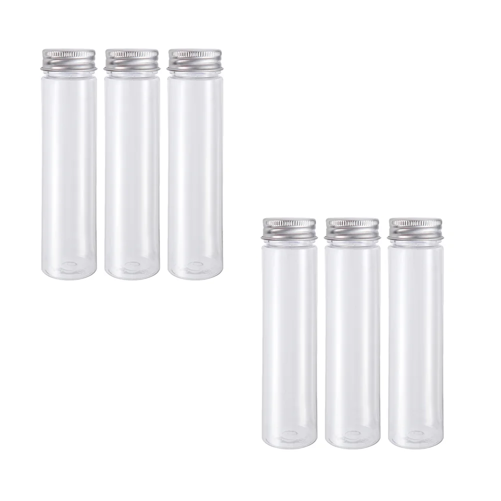 6PCS 110ml Plastic Clear Test Tubes Flat-bottomed Candy Travel Lotion Containers with Screw Caps