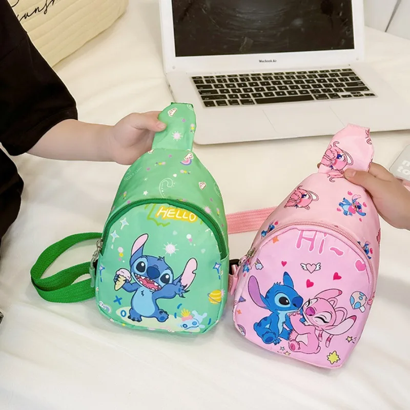 Cartoon Disney Stitch Chest Bag Children's Kindergarten Schoolbag Anime Cute Portable Single-shoulder Bag for Kids Birthday Gift