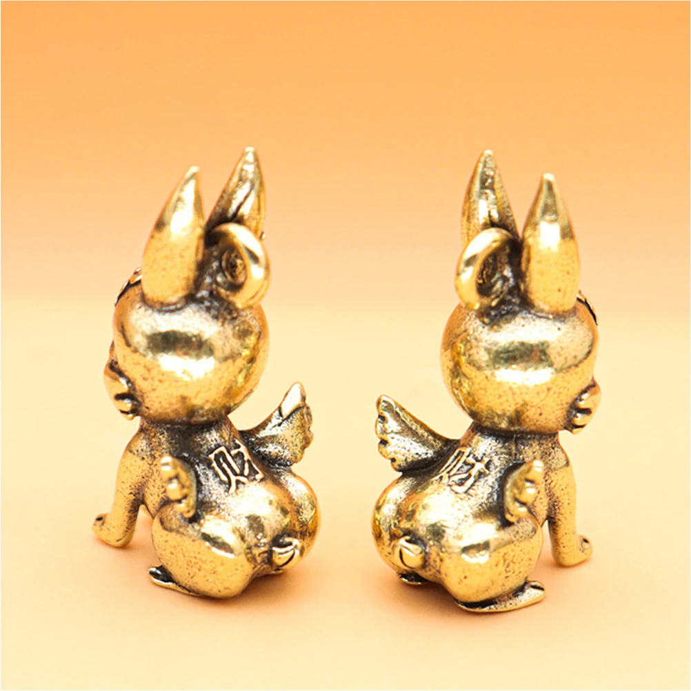 

5 Pcs Brass Bunny Ornament Desktop Statue Rabbit Decorations Vintage Crafts Adornments Durability Stability Table Top