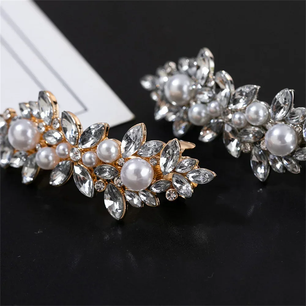 Colorful Crystal Hair Clip Round Pearl Barrettes Hairpin Barrette Hair Clips Women Girls Fashion Hair Accessories Gifts