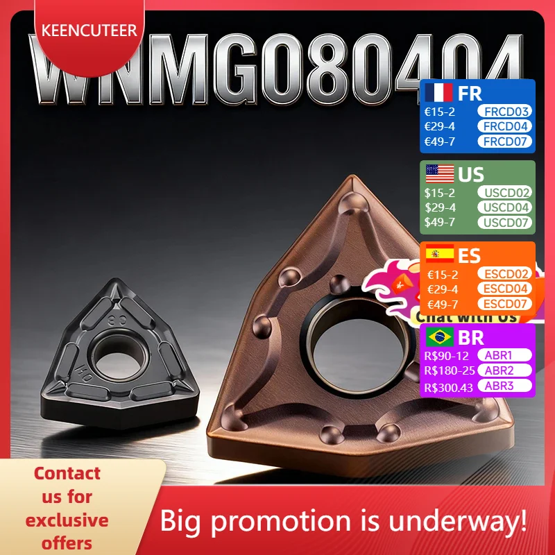 

WNMG080404 WNMG080408 Carbide Insert for MWLNR External Turning Tool WNMG R/L Blade Stainless Steel Cutter CNC Lathe