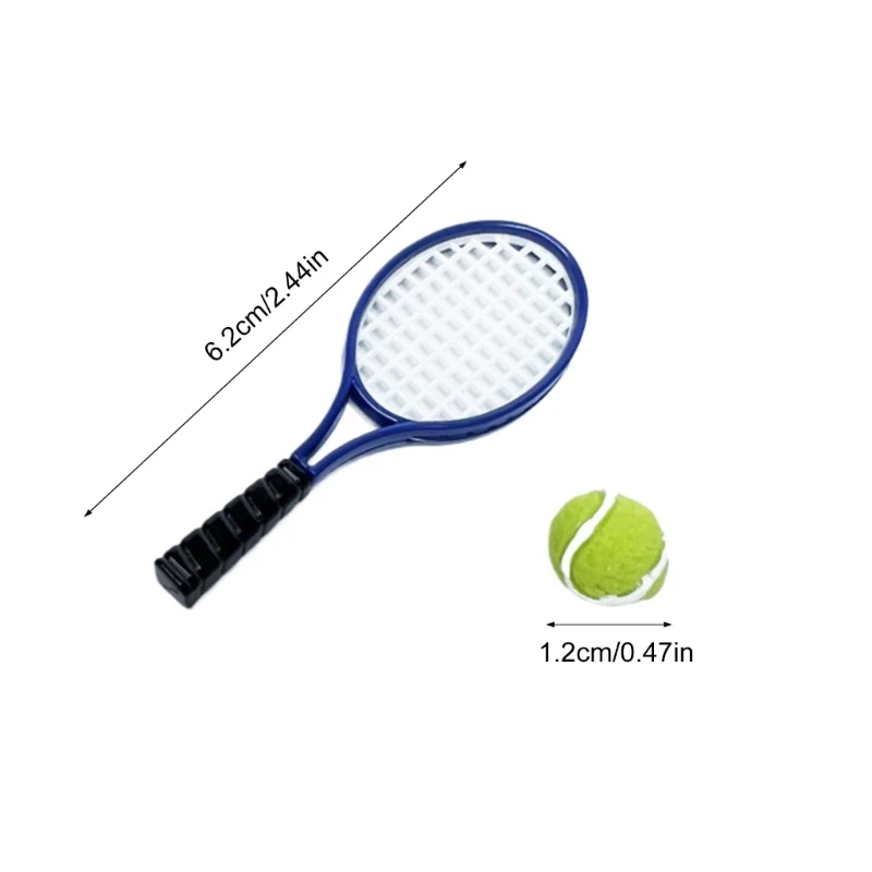 1 12 Schaal Poppenhuizen Tennisrackets Miniatuur Sportaccessoireset Dagelijks gebruik