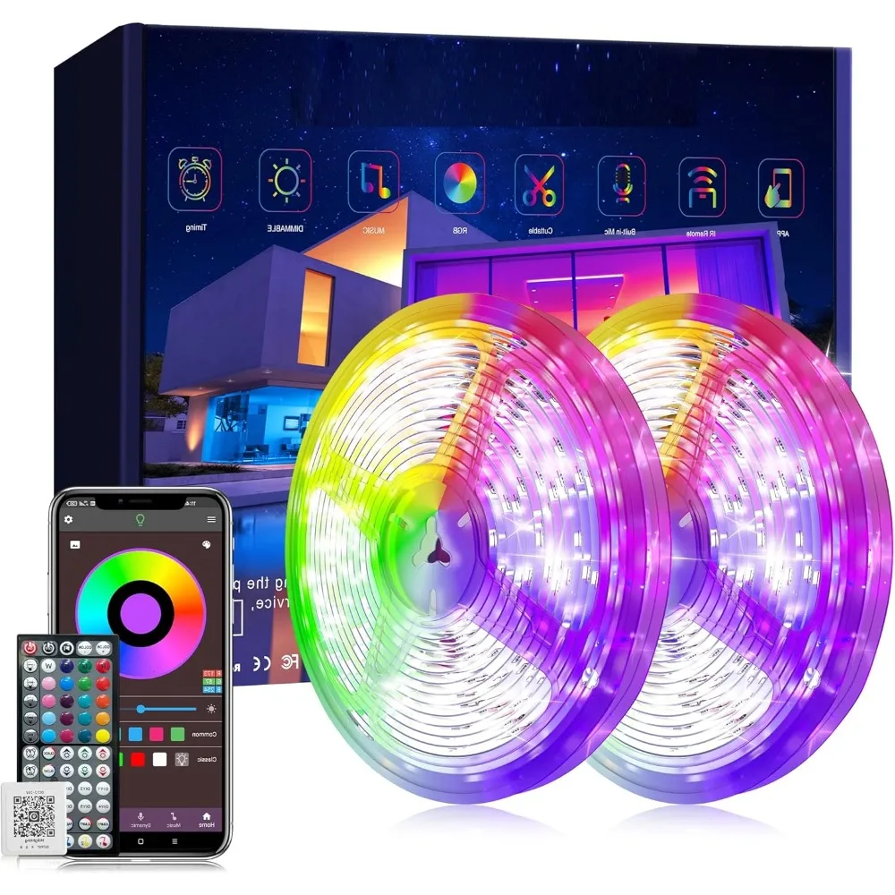 

Led Lights for Bedroom 200 ft (2 Rolls of 100 ft), Ultra Long Smart Led Strip Lights with App Remote Control, RGB Music Sync Col
