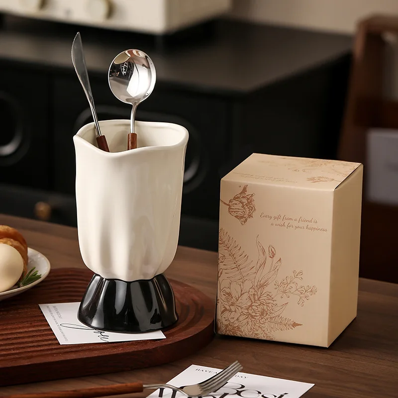 

YFY ceramic chopstick tube rack chopstick cage multi-functional kitchen tableware storage rack drain chopstick holder spoon fork