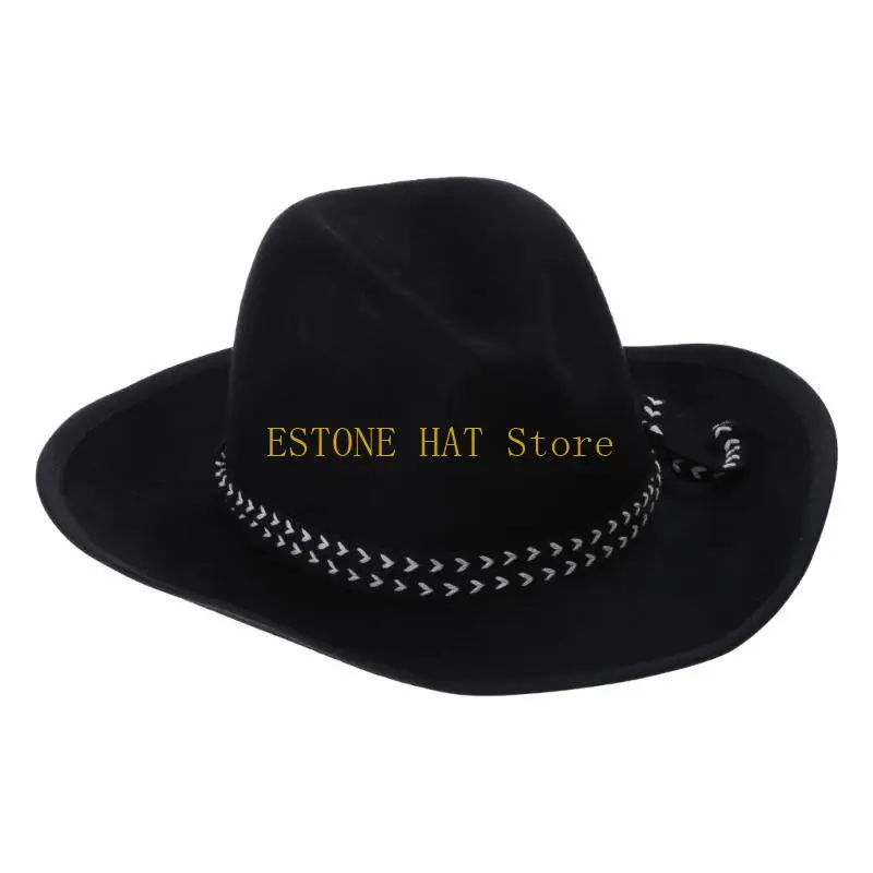 49MF Cowboyhoed Zwarte Fedora Hoed Cowboyhoed voor Feestfeest Cowboyhoed