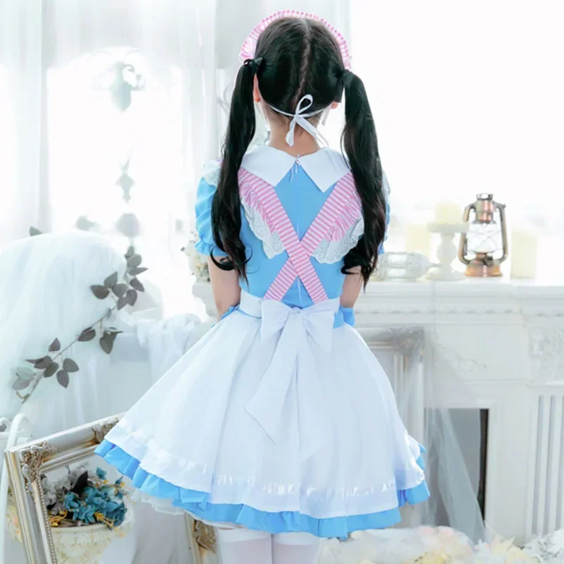 Blue Alice Lolita Bell Maid Dress Costumes Cosplay Cute Suit for Girls Woman Waitress Maid Party Stage Costumes UY6353