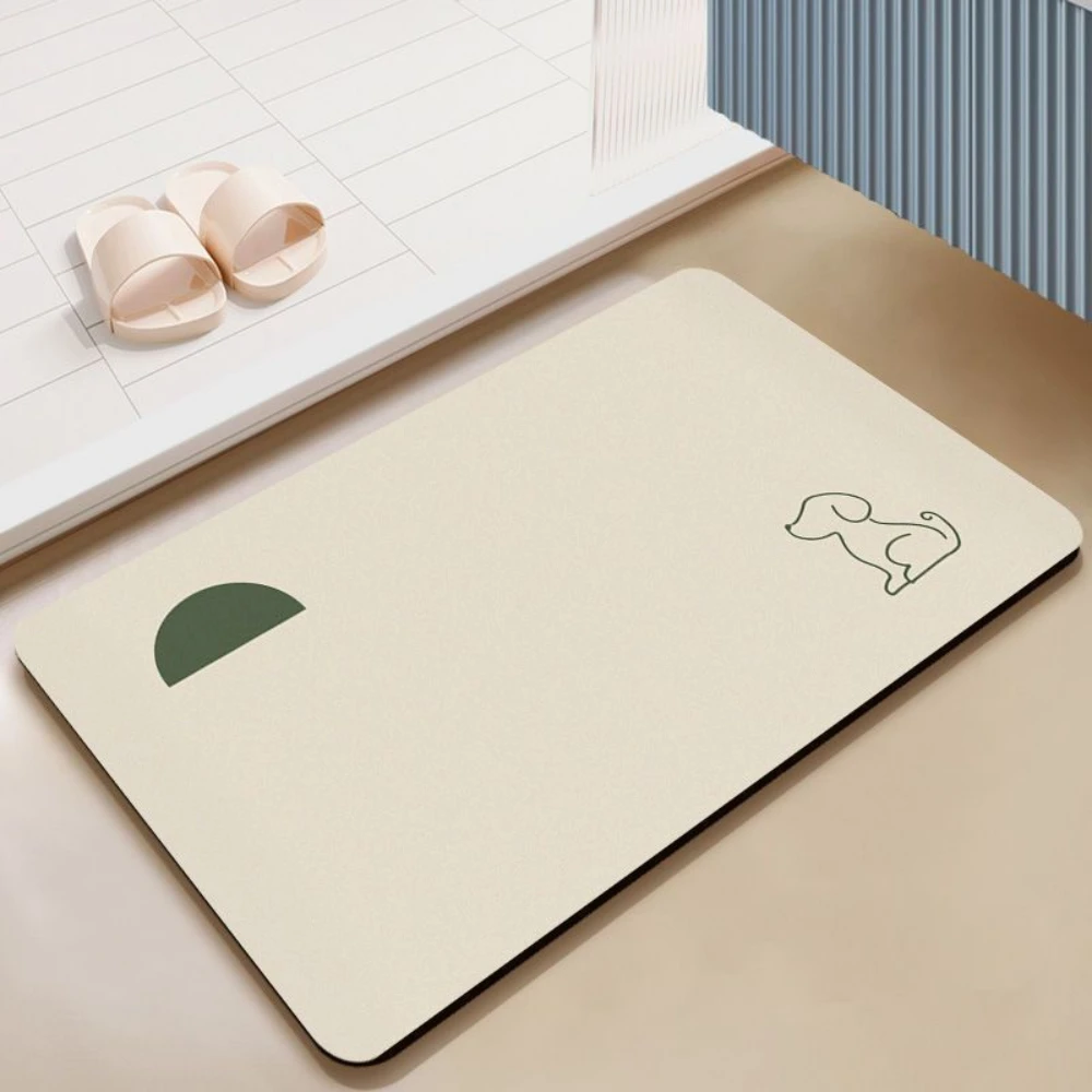 Simple Puppy Line Diatomite Bath Mat NonSlip Super Water Absorbent Quick Dry Shower Floor Rug Cute s Bathroom Doormat