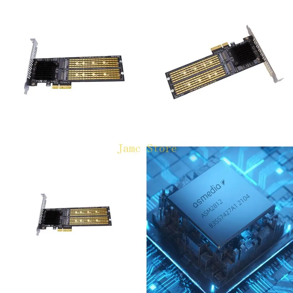 

LX0B PCI-E to for M.2 NVME Dual Disk Expansion Card for M for Key Transfer for 223