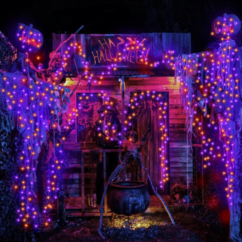 

Наружный солнечный энергичный светильник из медной проволоки, атмосферное украшение на Хэллоуин, Рождественский двор, кемпинг, красочный свет, водонепроницаемый P
