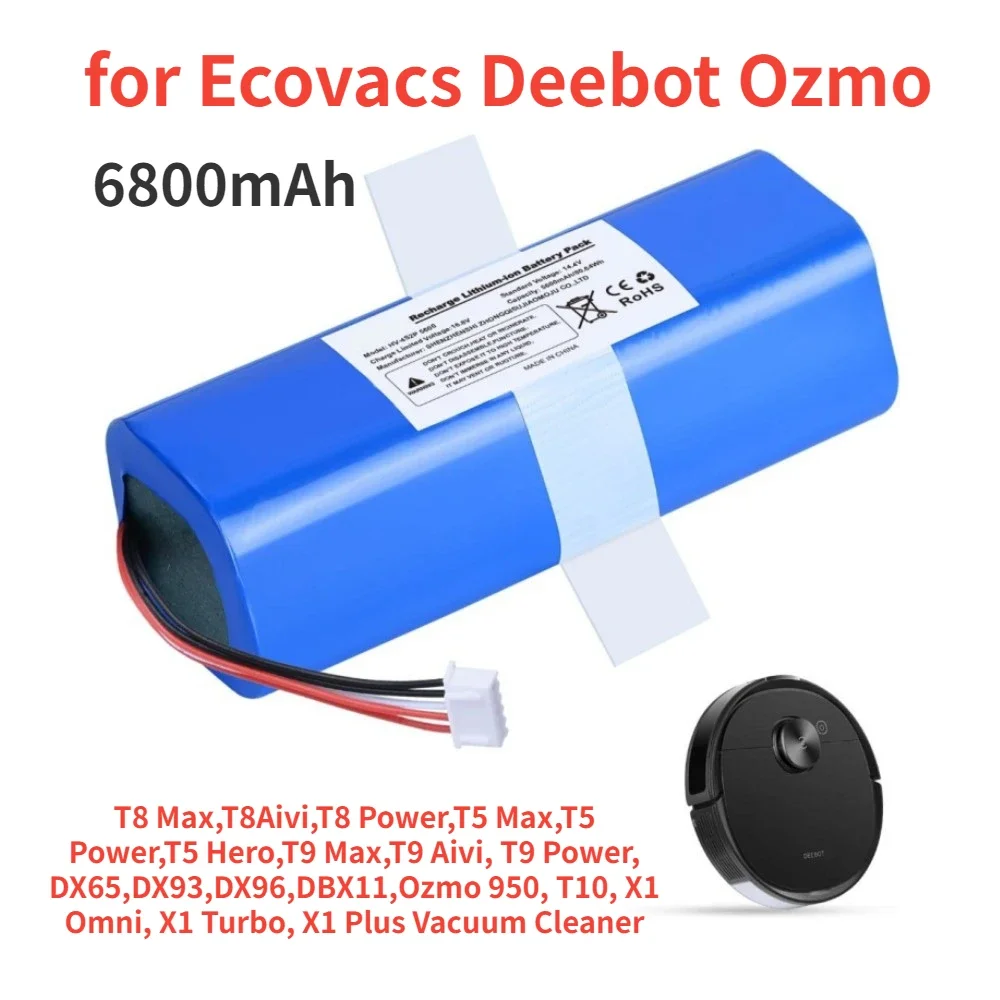 6800mAh 14.4V جهاز آلي لتنظيف الأتربة مكنسة كهربائية كنس استبدال بطاريات ل Ecovacs Deebot X1 Ozmo T5 T8 T9 950 DX9G DX93 DX96 DLX11-54