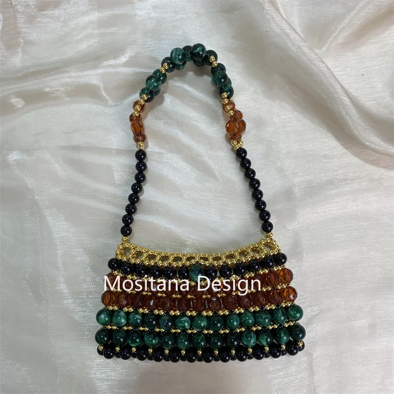 Fashion Simple Bags for Women Vintage Elegance Hot Sale Female Small Mini Shoulder Bag Handmade Beaded 2024 Dinner Party Weeding