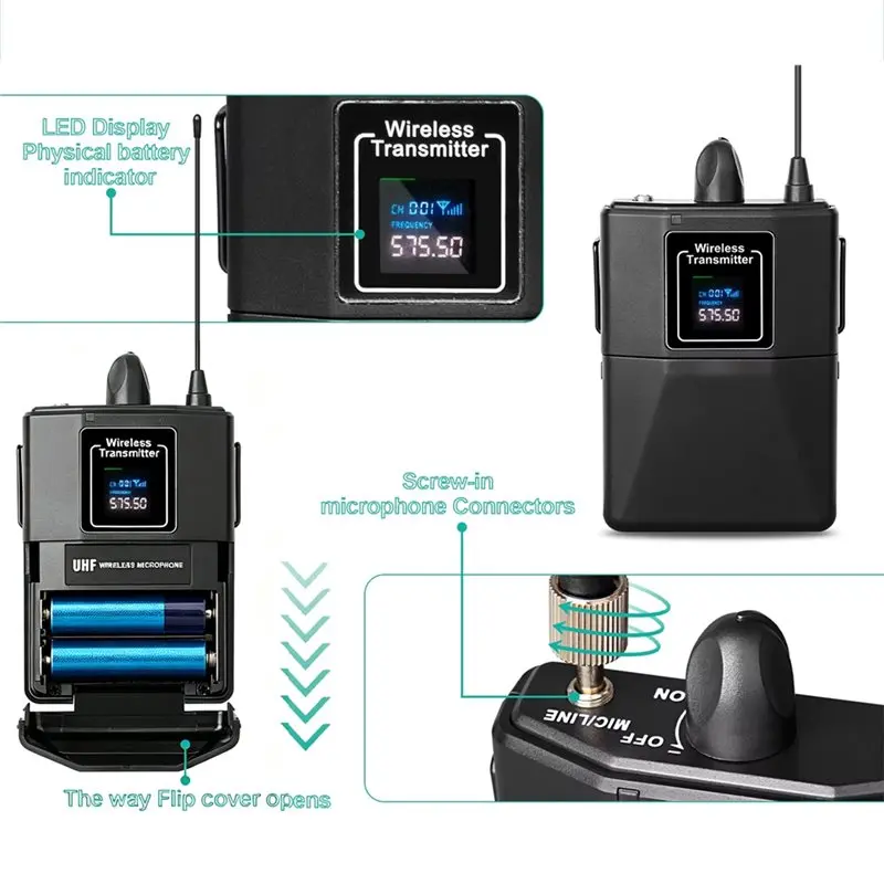A42T-Professional Dual-Channel Wireless Lavalier Microphone Fixed Dual Frequency Wireless System Set For Stage Show Speech