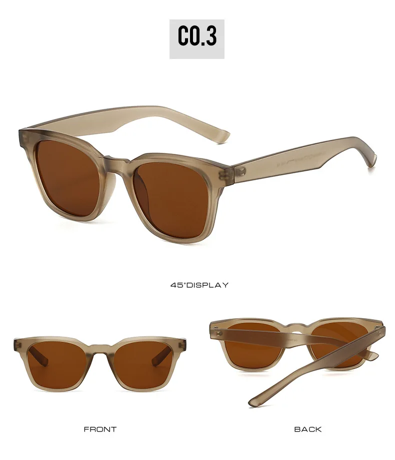 Retro klassische quadratische Sonnenbrille Damen Herren Unisex Casual Travel TR90 Sonnenschutz Jelly Color Brillen – Detail 9