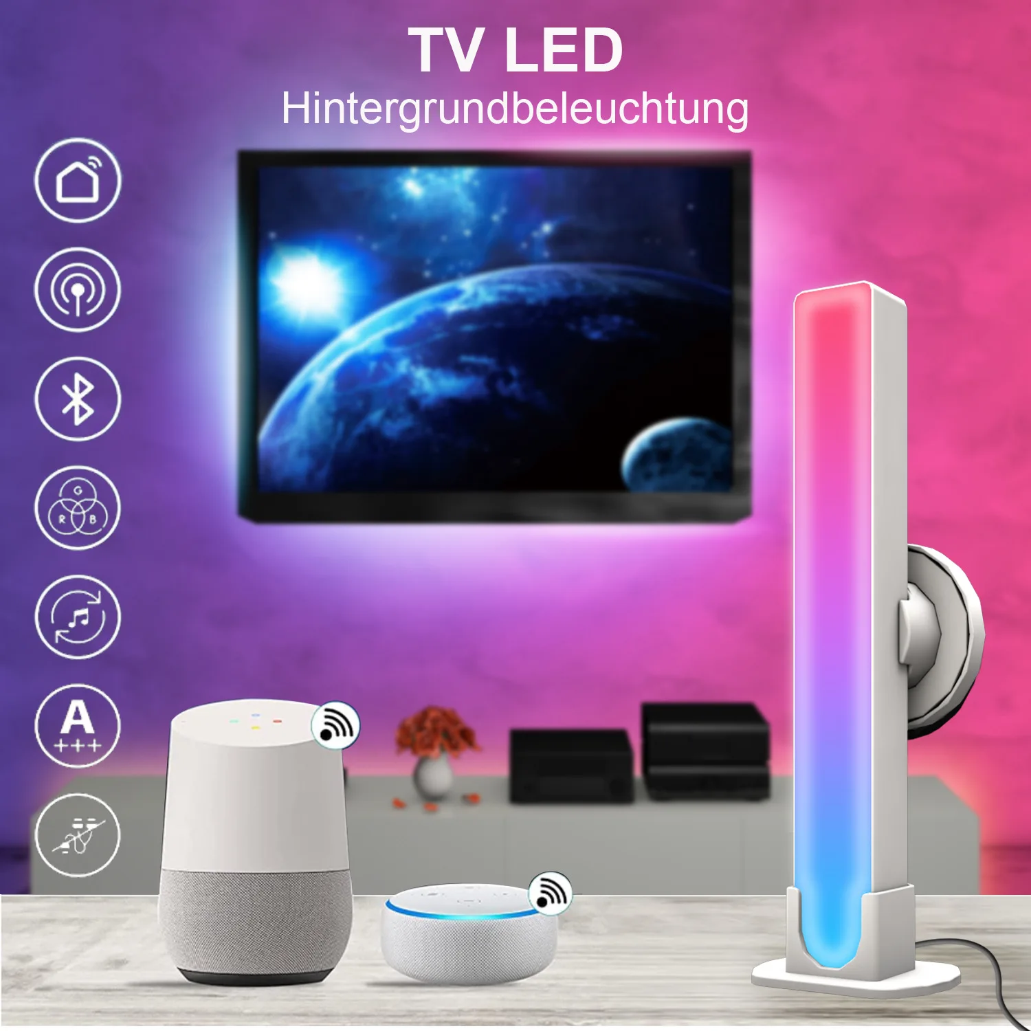 

Smart LED Light Bars RGBIC Ambient Lighting Works with Alexa Google Home Wi-Fi LED Bar Lights Music Sync for TV Backlights Games