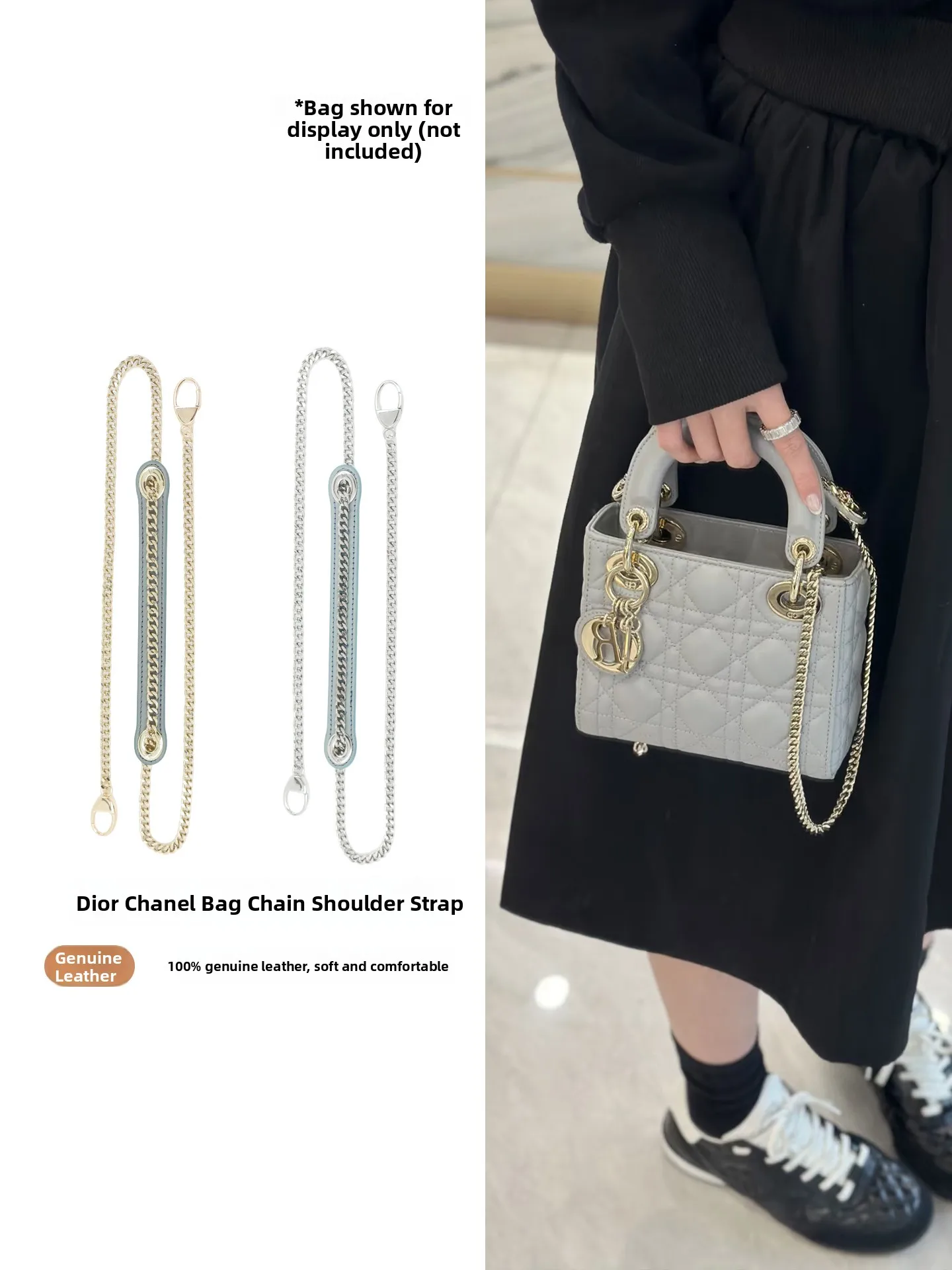 Blue Bag Chain Accessory Replacement Shoulder Strap for Diors Lady Bag Single Purchase Fashionable Bag Strap Accessories