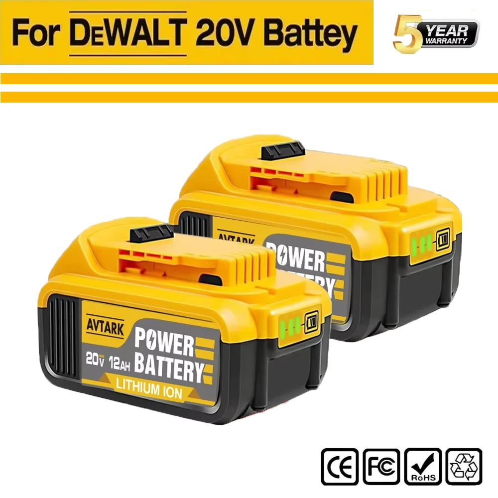 New 100% Original 12000mAh 20V for Dewalt Power Tool Batteries DCB206 20V 12000mAh Batteries  DCB206 20V Battery DCB205 DCB204-2