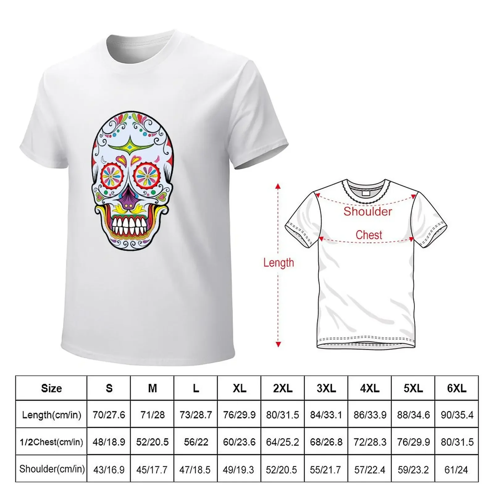 Day of the Death-Sugar Skull T-Shirt sweat plus size tops man t shirt quick drying t shirt men 100℅ cotton