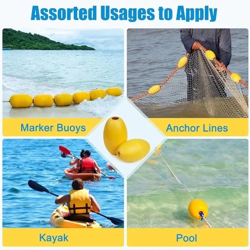 5.1' X 2.95' 1pc Yellow Deep Water Fishing Marker Buoy for Boats, Crabbing, Dock, Pool, Kayak, Swimming - view 5