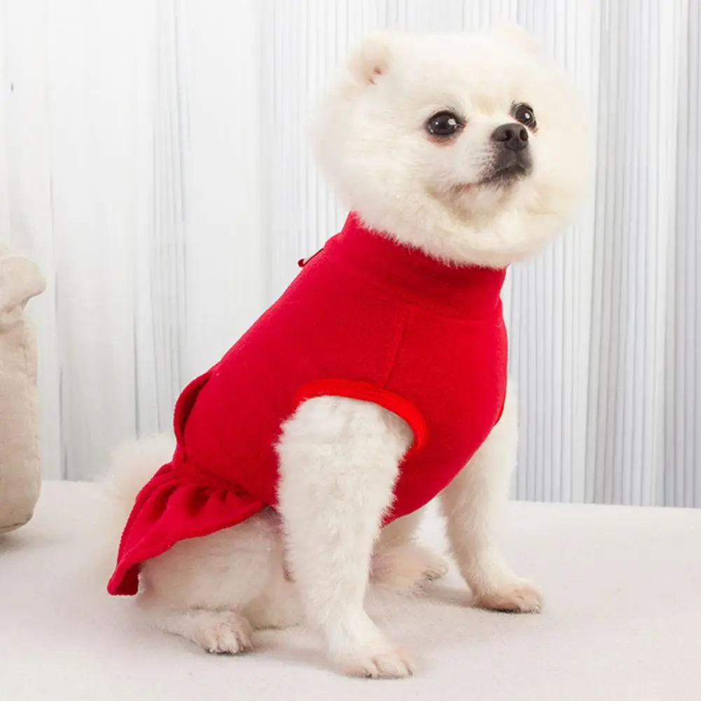 Fashionable Pet Dress Pleated Hem Pet Dress Cozy Fleece Pet Dress Stylish Pleated Hem Outfit for Small to Medium Dogs for Pup