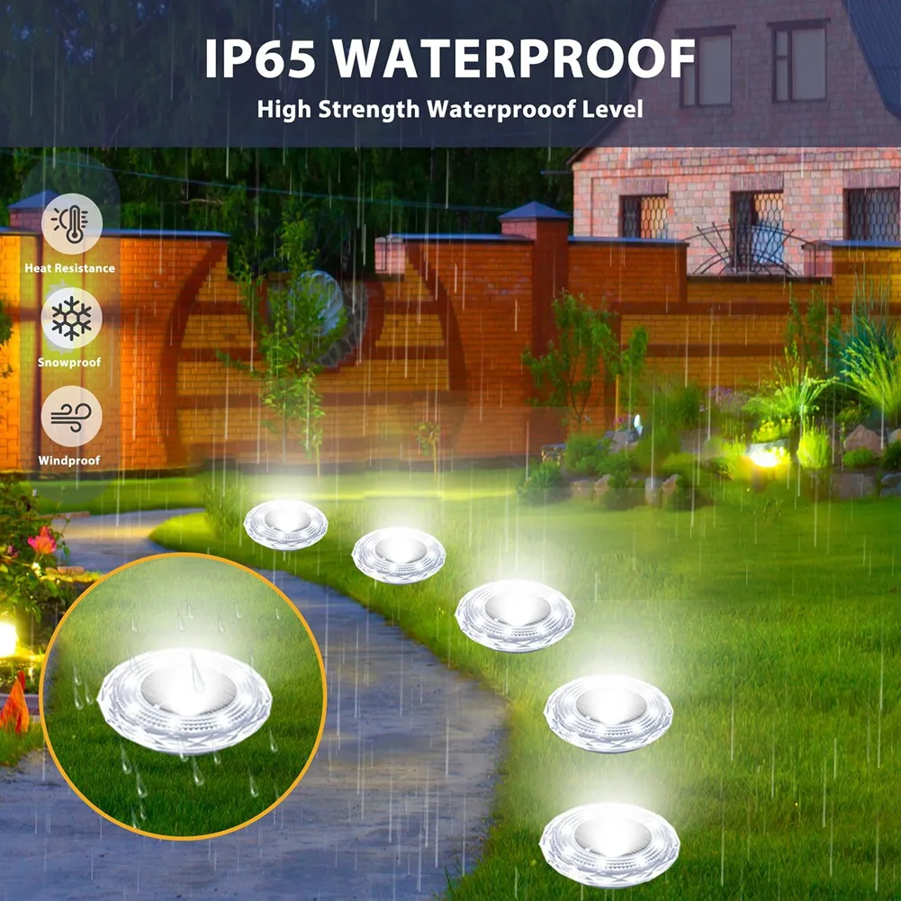 A02M-Waterproof Outdoor Solar Ground Lights 8 Pack Led Solar Garden Lights For Yard For Patio Pathway