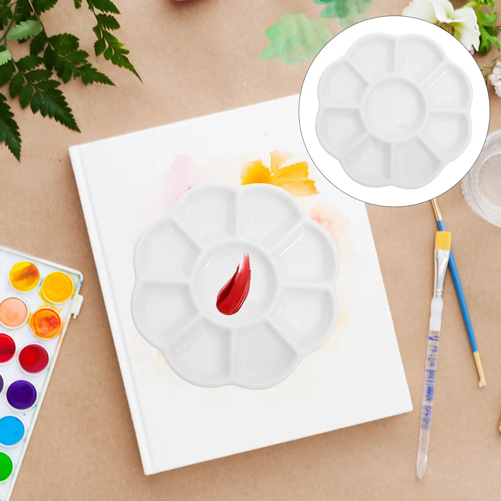Heavy Duty Ceramic Color Mixer Tray Spacious Pigment Dish for Watercolor Painting Ink Dispensing Artists Students Designers