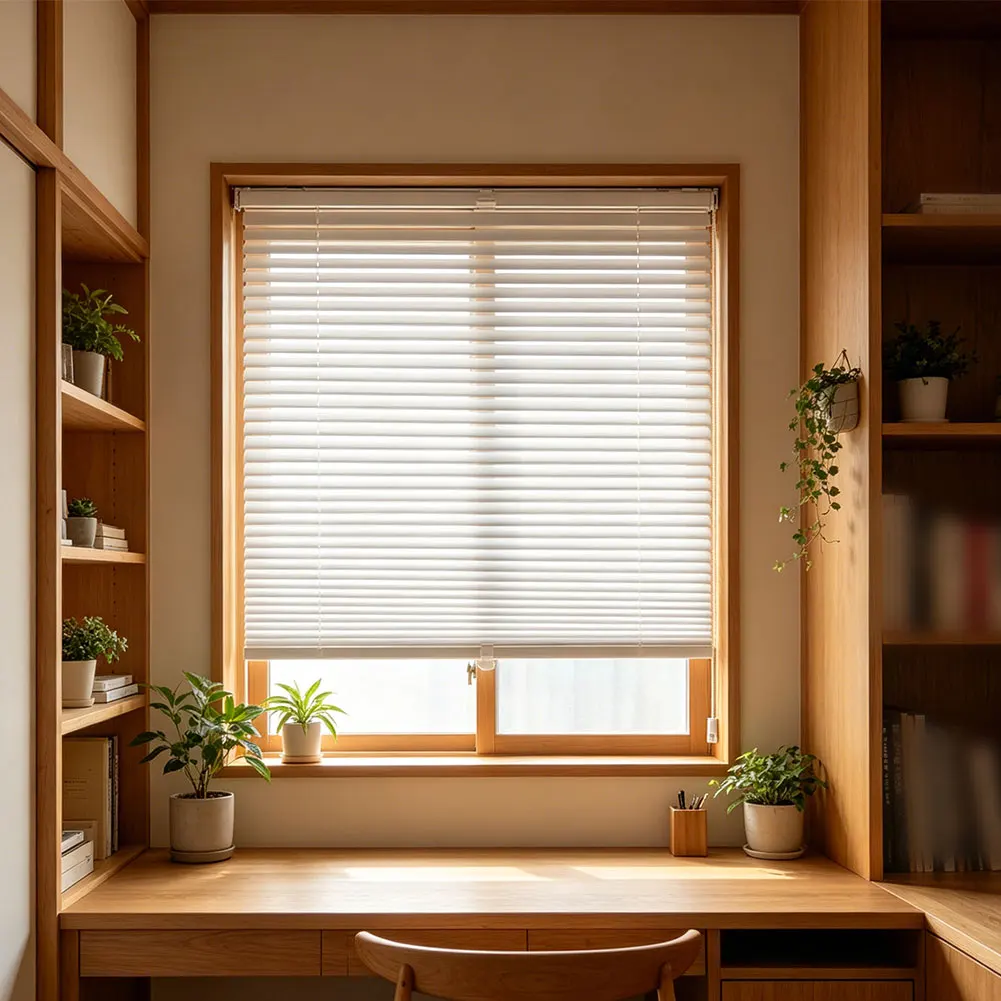 Water-Resistant Polyester Semi-Shade Pleated Curtains No-Drill Mount Design Light Management for Living Spaces and Work Areas