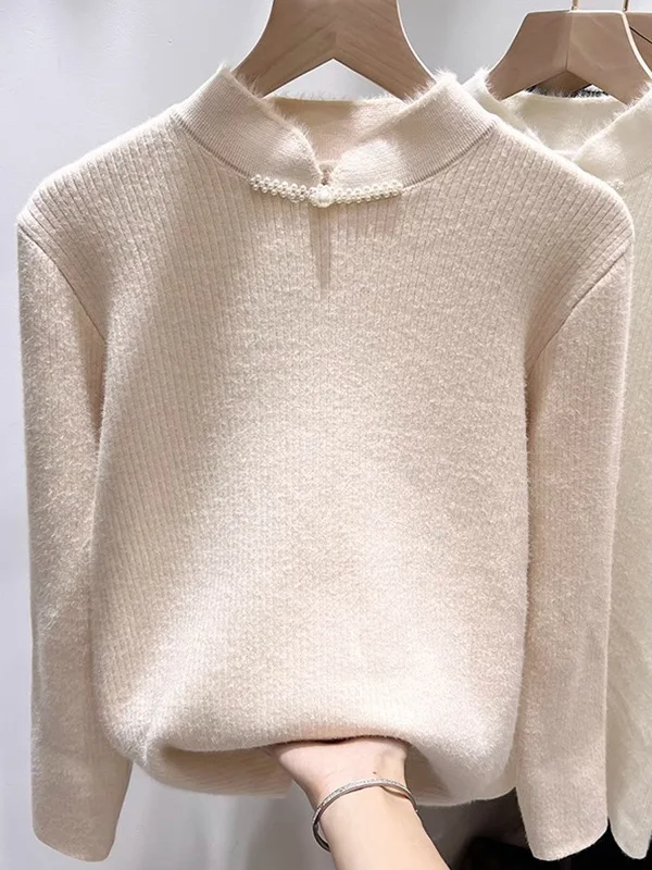 المرأة Thiened Fce اصطف f عالية Ne سترة Inteated المخملية الدفء الخريف الشتاء جديد Sle قاعدة irt ملابس داخلية #3