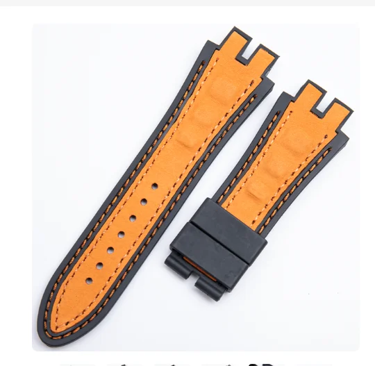 28mm Black Blue Red Yellow Nubuck Leather Belt Silicone Watch Band Accessories Fit For Roger Dubuis Strap For EXCALIBUR Series