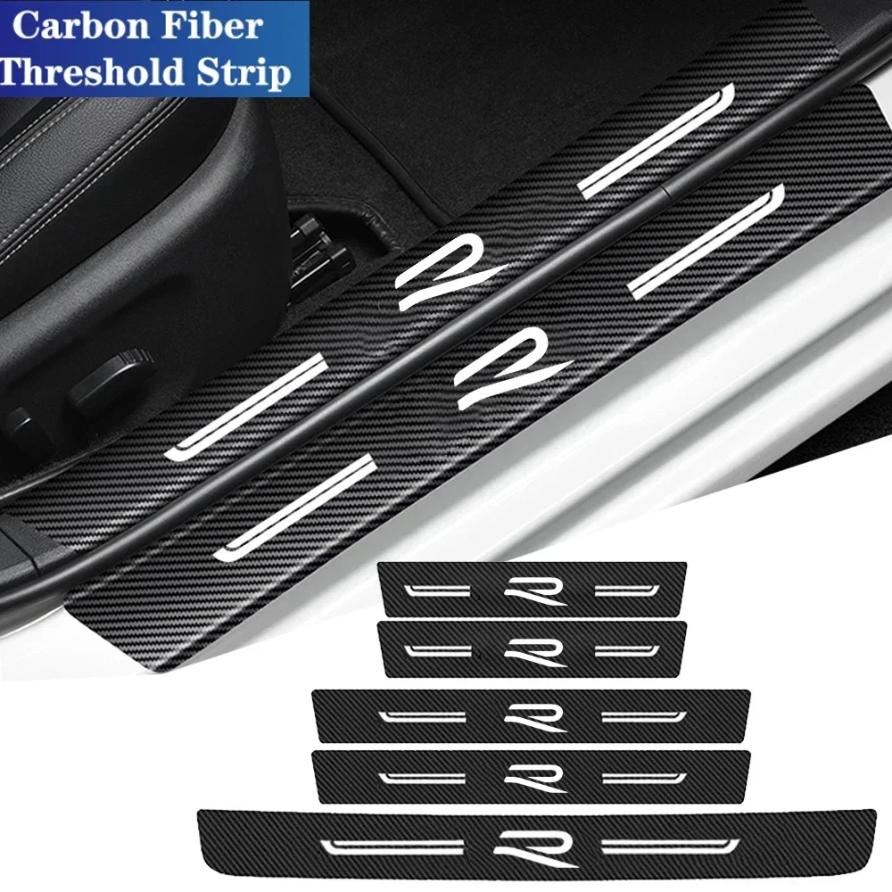 Car Door Sill Scuff Plate for Volkswagen R LINE RLine Badge GOLF 3 4 5 6 7 8 GTI POLO MK5 MK7 Passat Trunk Bumper Guard Strips