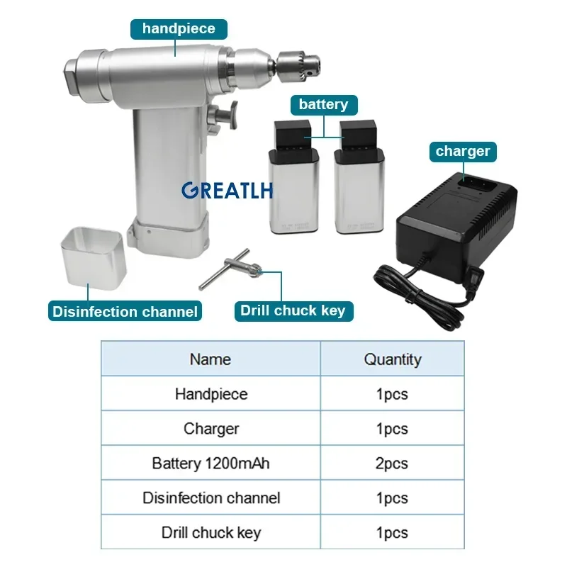 GREATLH Orthopedic Bone Drill with Two Batteries Medical Machine Drill Bone Veterinary Instruments Orthopedics