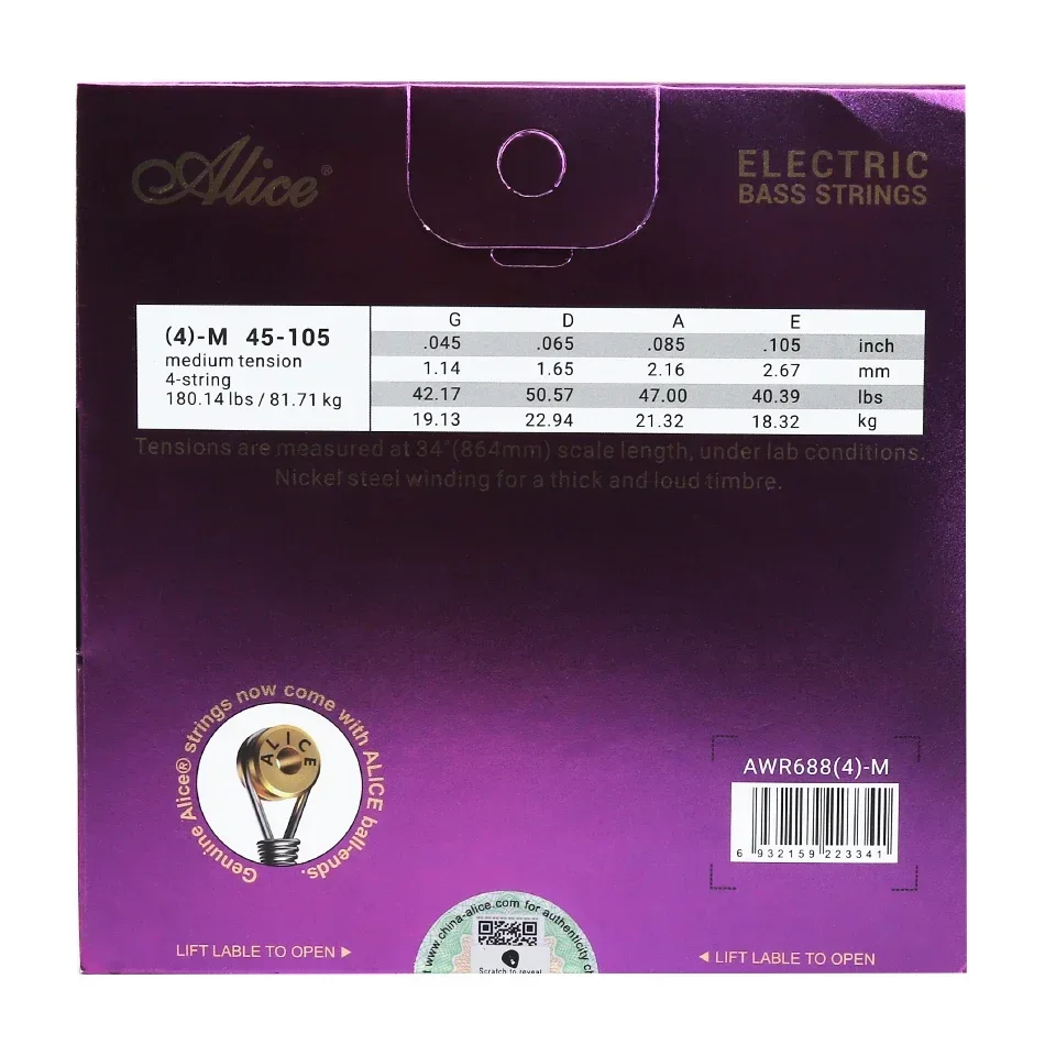 Alice AWR688 Electric Bass Strings For 4/5-Strings Bass Professional Use Medium Ni-Steel Winding Bass Accessories