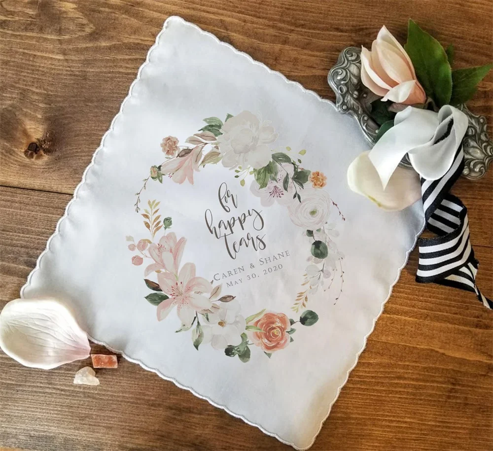 Mother of the Bride Gift, Wedding Handkerchief Gift, Wedding Gift for Parents, Personalized Thank you Gift, Magnolia Blooms