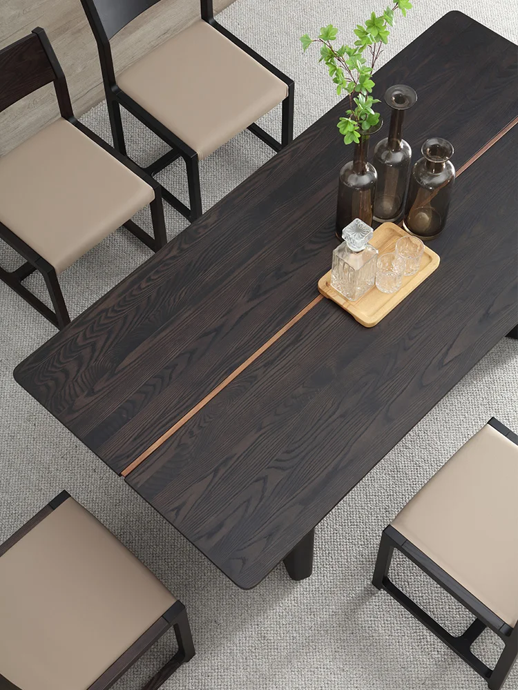 Ultra simple long dining table, postmodern simple rectangular dining table, light luxury solid wood dining table and chair