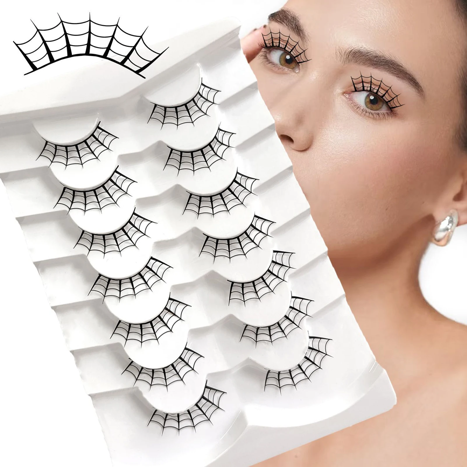 Halloween cílios postiços fantasma crânio mangá tira completa cosplay cílios diy lash clusters maquiagem festa traje acessórios