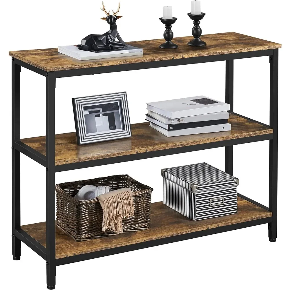 

Industrial Console Table, 3 Tier Entryway Table with Storage Shelves, Narrow Sofa Tables for Living Room, Foyer, Hallway