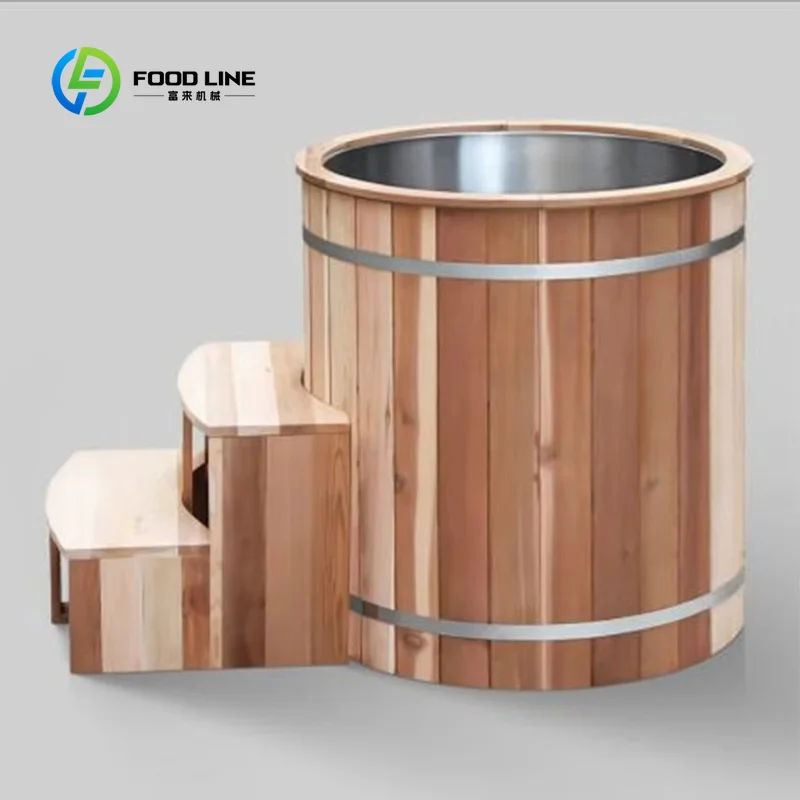 Customized Wooden Ice Barrel Cold Plunge Tub, Complete Athlete Recovery Icetubs Kit with Constant Temperature Water Chiller