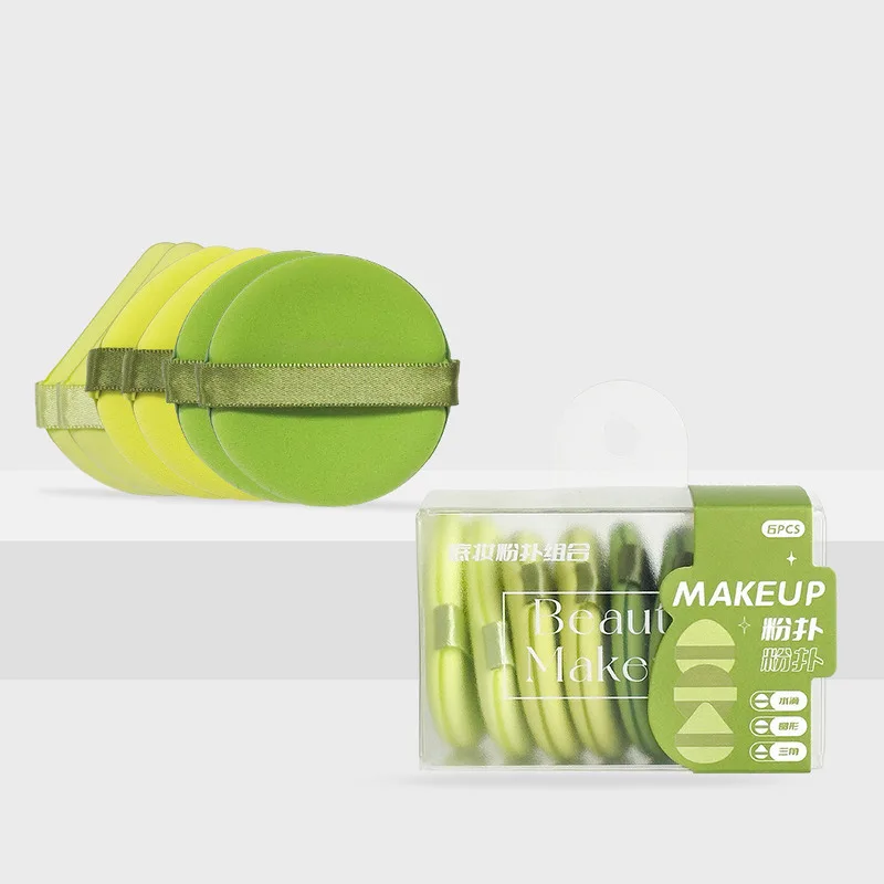 6 Packs Double Sided Air Cushion Puff High Elasticity Hydrophilic Dry Wet Dual-Use Beauty Egg Makeup Powder Puff