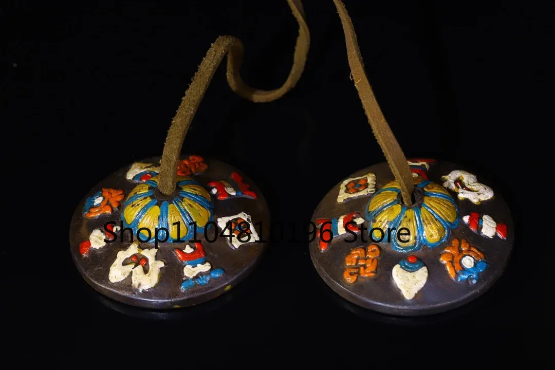 Bronze Painted Touch the Bells A Pair Buddha Old Bell Ringing Dharma Town House