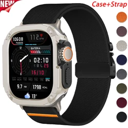 Case+Strap for Apple Watch Ultra Band 49mm 10 9 8 7 46mm 2 In 1 Armor Protective Case Nylon Bracelet for IWatch Series6 SE 5 4 3