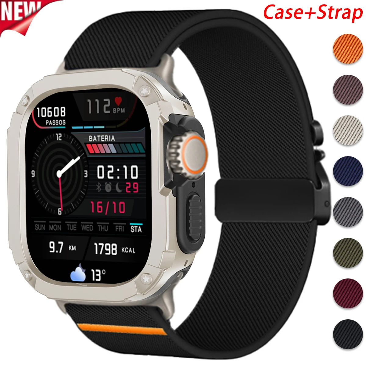 Case+Strap for Apple Watch Ultra Band 49mm 10 9 8 7 46mm 2 In 1 Armor Protective Case Nylon Bracelet for IWatch Series6 SE 5 4 3