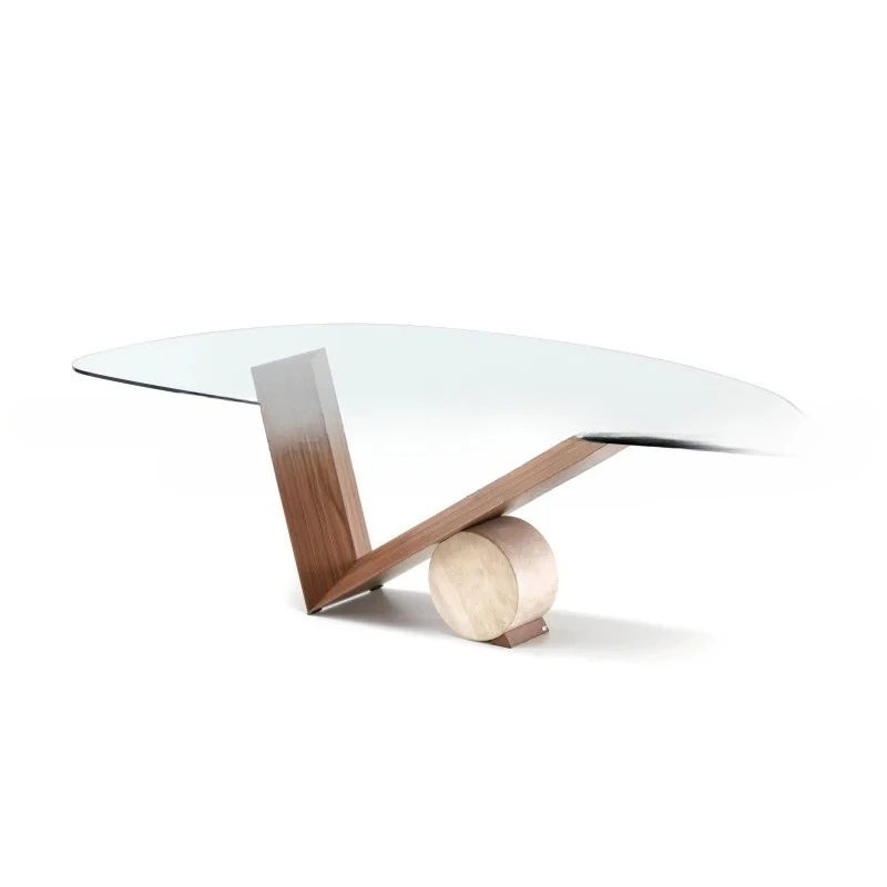 Tavolo da tè in vetro irregolare dal design master Tavolo da pranzo in marmo di quercia italiana