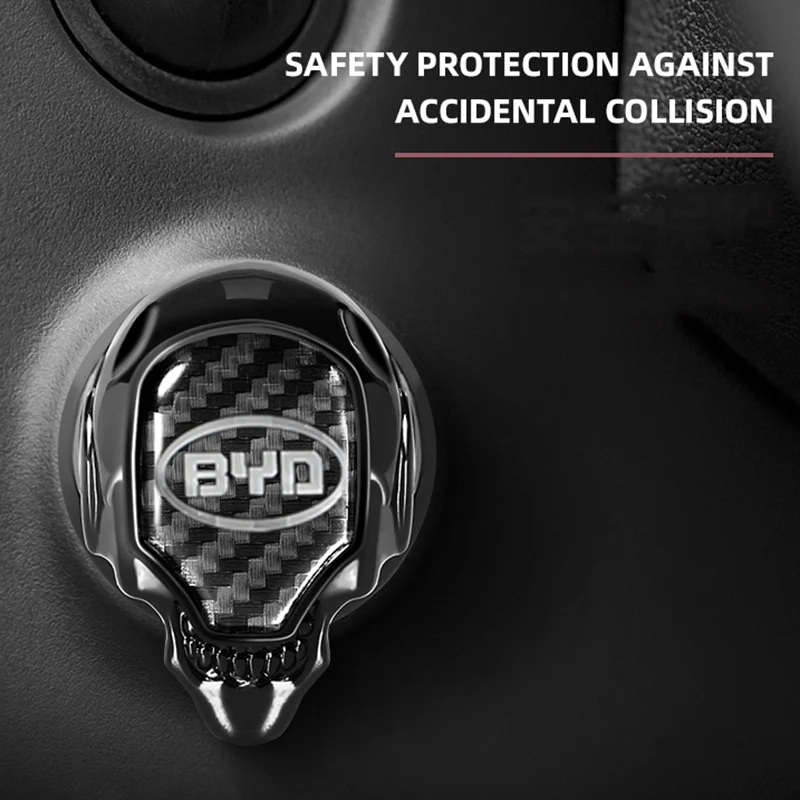 Skull Car Engine Start Stop Button Cover For BYD Song Plus Atto 3 Han Tang Yuan Seal Sealion Zinc Alloy Carbon Fiber Ignition Sw