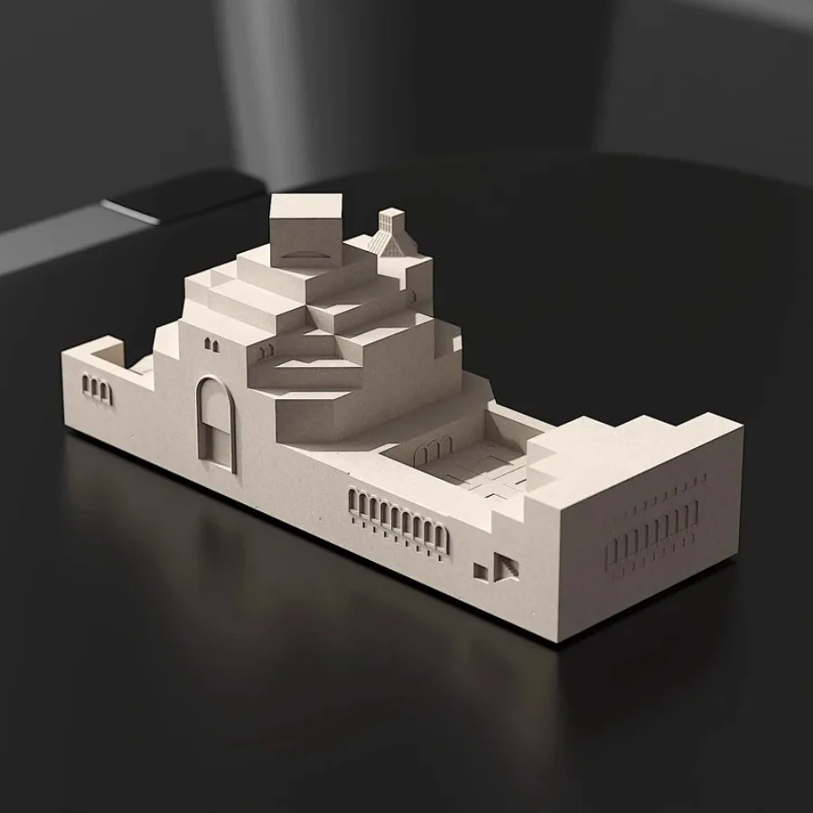 Concrete Museum of Islamic Art Qatar Model I.M. Pei Architectural Design Home Decor Desk Ornament Miniature Sculpture Gift