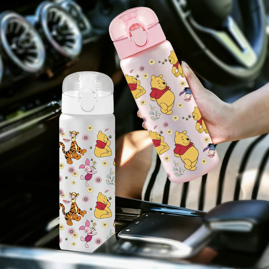 1 قطعة ديزني ويني ذا بوه/الزهور/نمط 26 أوقية زجاجة مياه بلاستيكية كوب رياضي كهدية عيد ميلاد/العودة إلى المدرسة