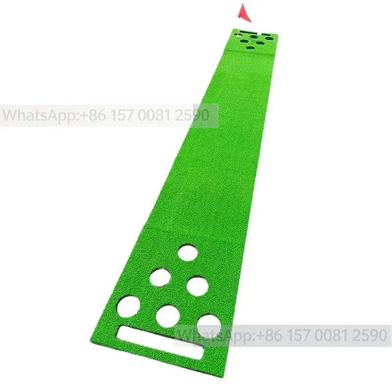 Custom Multi-functional Artificial Turf Mini Golf Putter Mat Golf Club Putting Practice Mat With Ball Box and Putting Holes