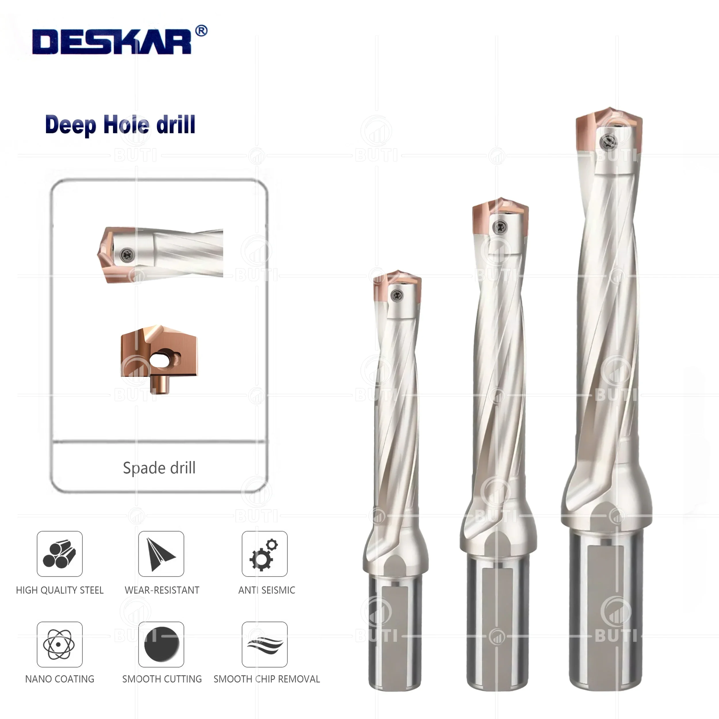 DESKAR 100% Original CNC Lathe HCD10.0-25.5 High-speed Crown Drill Blades 3D 5D 8D Deep Hole Drilling Holder JCD Crown Drill Rod