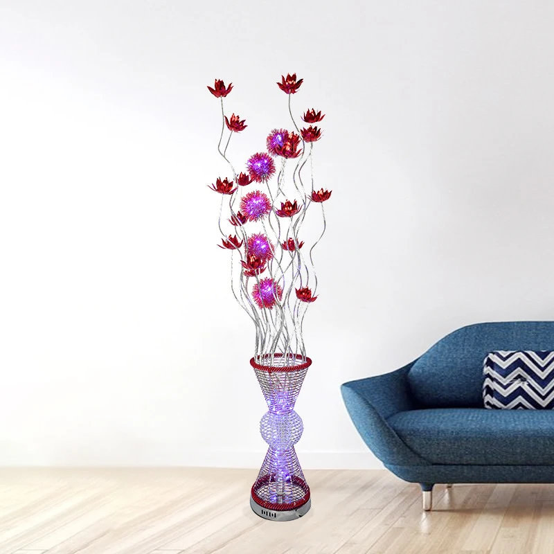 PLLY Nordic Floor Lamp Modern Art Red Flower Iiving Room Sofa Bedroom Hotel LED Originality Decorative Standing Light